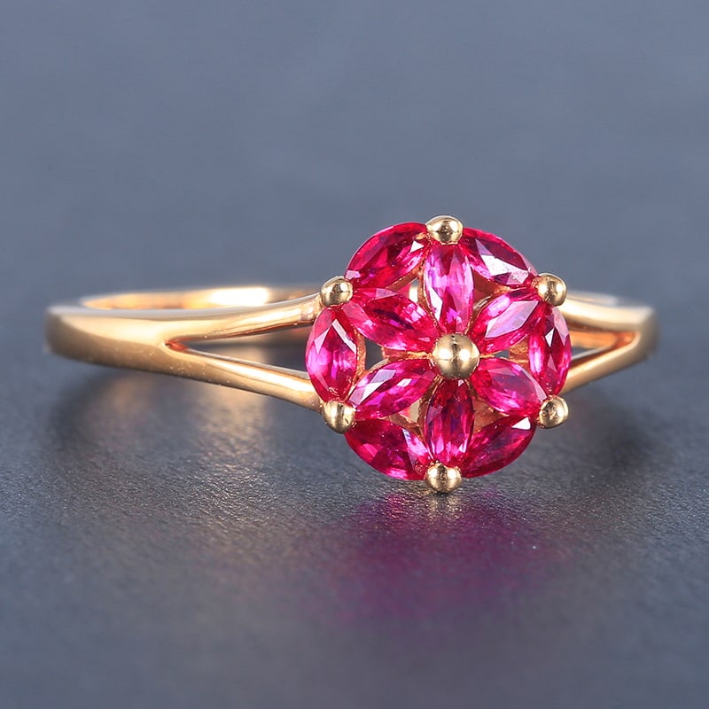 14k Gold 0.7 Ct Natural Ruby Ring - 4