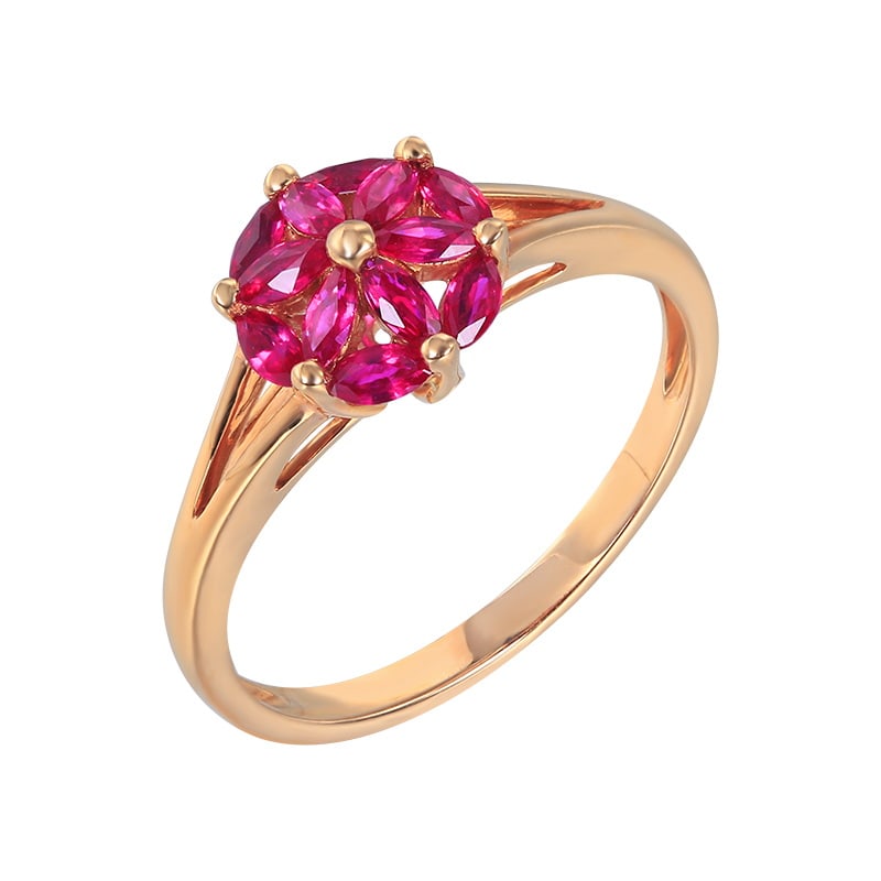 14k Gold 0.7 Ct Natural Ruby Ring - 5