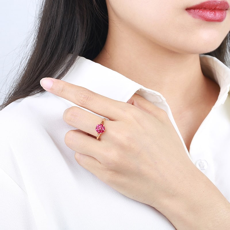 14k Gold 0.7 Ct Natural Ruby Ring - 6