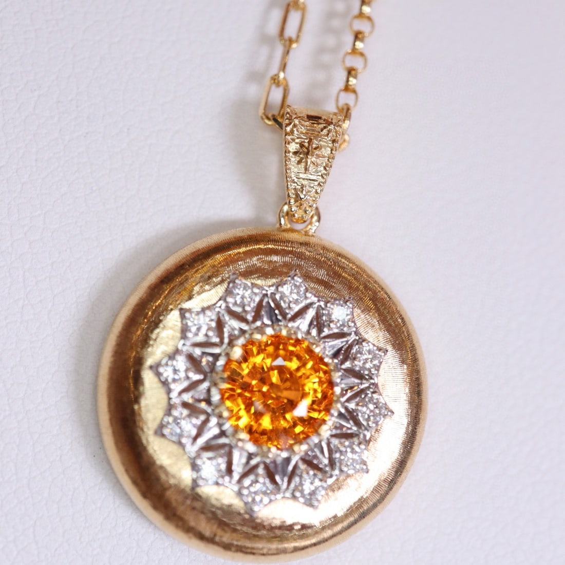 14k Gold 1.30 Ctw Natural Spessartine & Diamond Pendant( Without Chain ) (1 of 6)