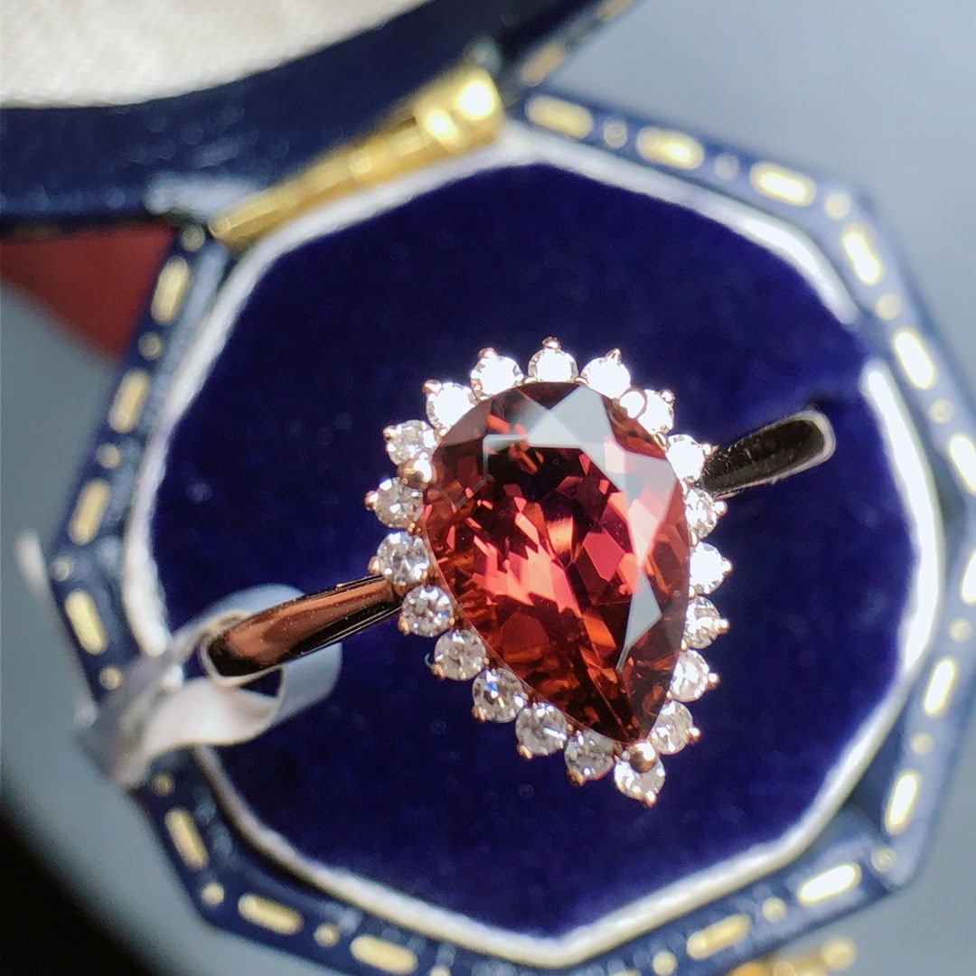 14k Gold 1.35 Ct Natural Tourmaline & Diamond Ring - 2