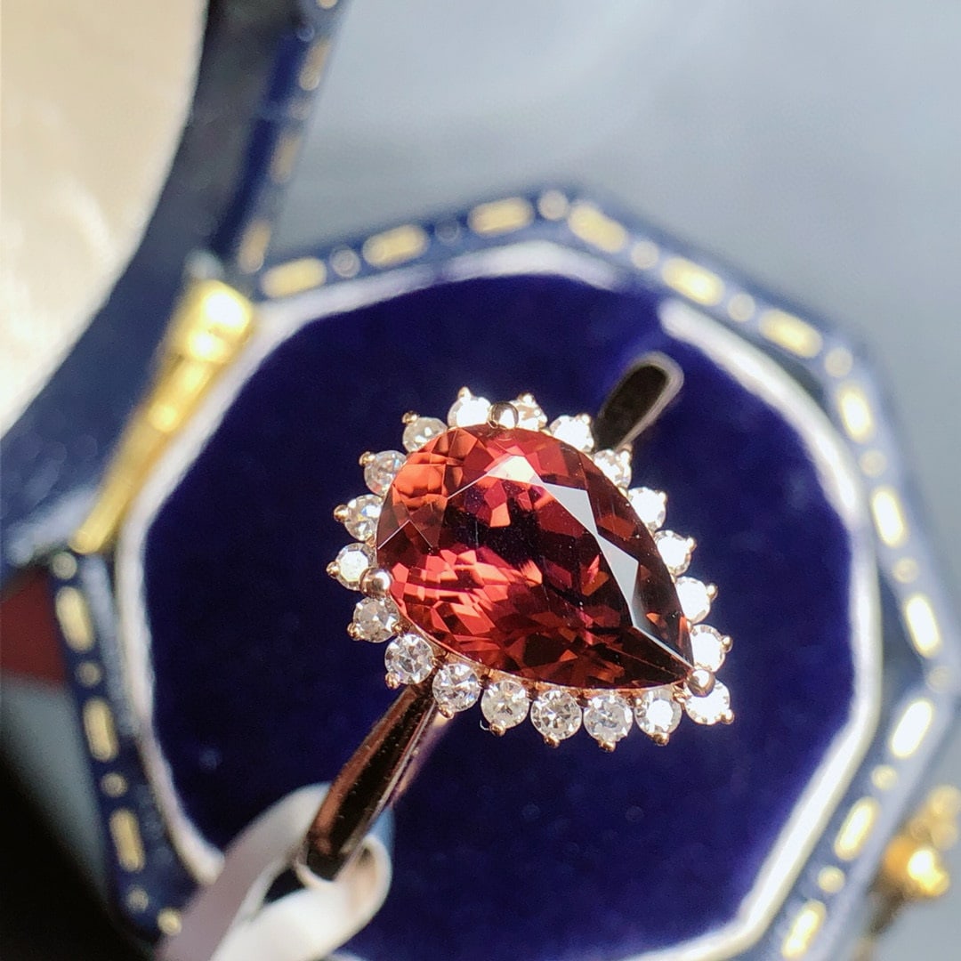 14k Gold 1.35 Ct Natural Tourmaline & Diamond Ring - 3