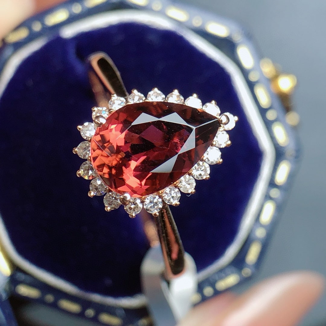 14k Gold 1.35 Ct Natural Tourmaline & Diamond Ring - 4