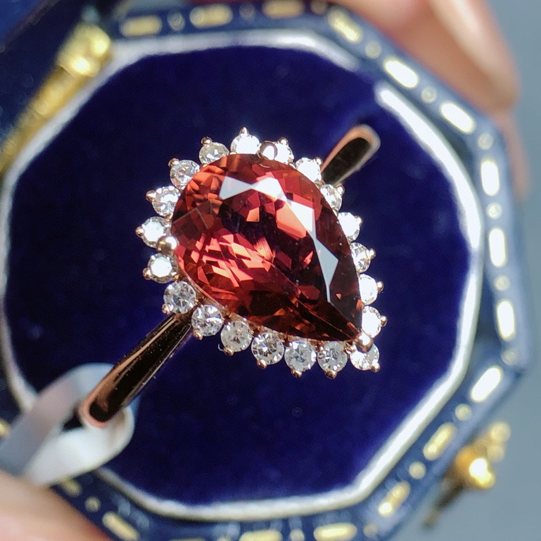 14k Gold 1.35 Ct Natural Tourmaline & Diamond Ring - 5