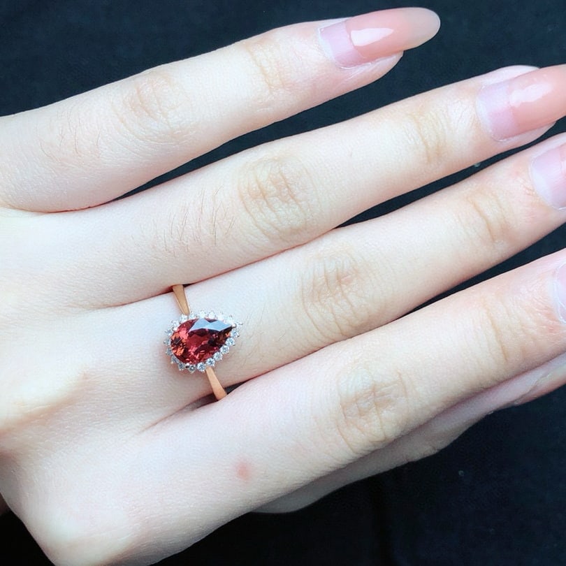 14k Gold 1.35 Ct Natural Tourmaline & Diamond Ring - 6