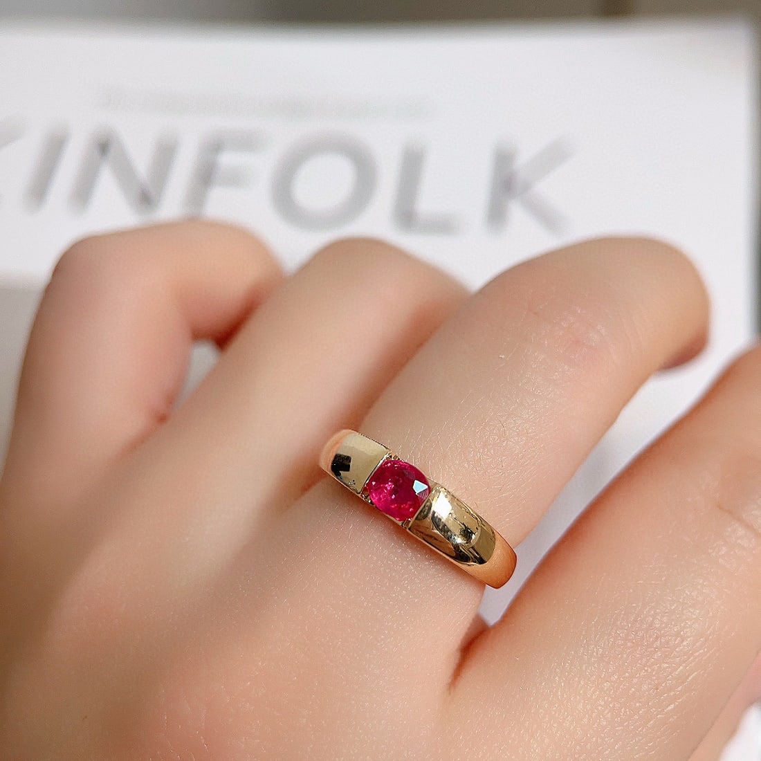 14k Gold 0.54 Ct Natural Ruby Ring - 5