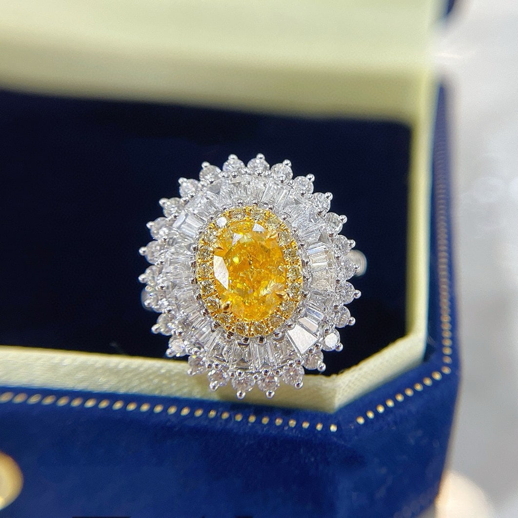 14k Gold 2.56 Ctw Natural Yellow Diamond & Diamond Ring/pendant( Without Chain ): Ref:230956335 // gold content:14k gold // ring size:7. 25us // // main gemstone:yellow diamond // shape:oval // carat weight:1. 01ct // color:yellow // treatment:natural // // adjacent gemstone 2 : di