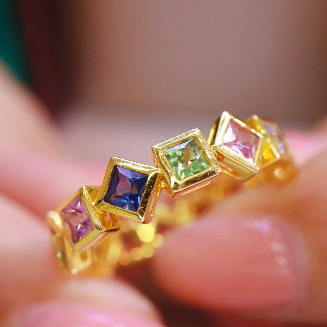 14k Gold 2.31 Ct Natural Sapphire Ring: Ref:230951004 // gold content:14k gold // ring size:7. 25us // // main gemstone:sapphire // shape:princess // carat weight:2. 31ct // color:color // treatment:natural // Condition: NewLow Estimate: