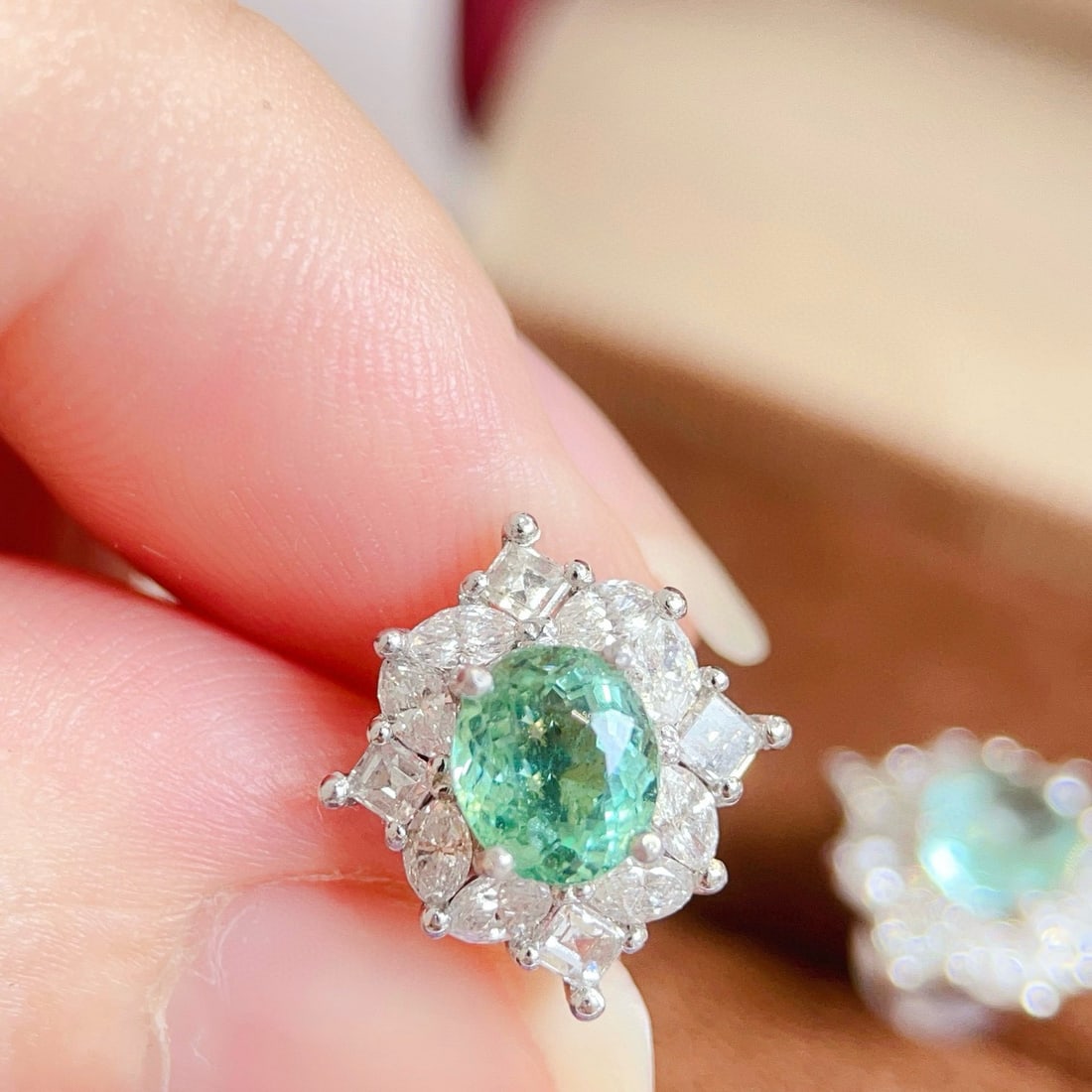 14k Gold 3.16 Ctw Natural Paraiba Tourmaline & Diamond Earrings - 4