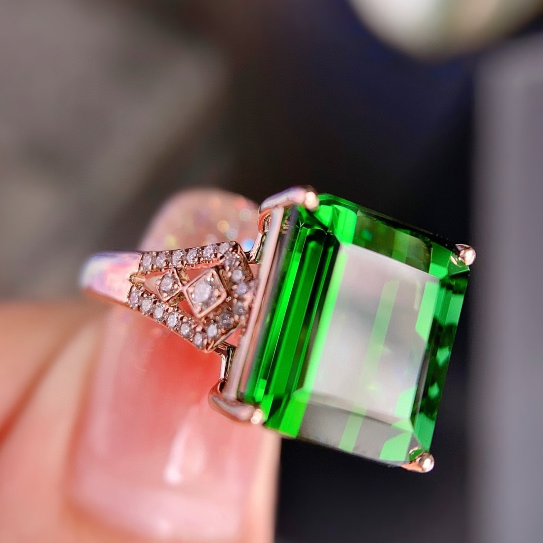 14k Gold 7.2 Ct Natural Tourmaline & Diamond Ring - 6