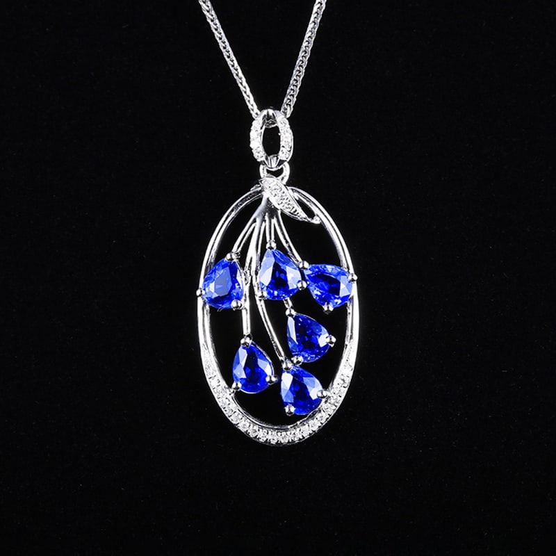 14k Gold 2.09 Ctw Natural Sapphire & Diamond Pendant( Without Chain ): Ref:230951053 // gold content:14k gold // main gemstone:sapphire // shape:pear // carat weight:2ct // color:cornflower blue // treatment:natural // // adjacent gemstone 2 : diamond // number of