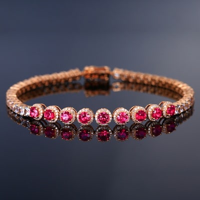 14k Gold 2.03 Ct Natural Ruby & Sapphire & Diamond Bracelet (1 of 6)