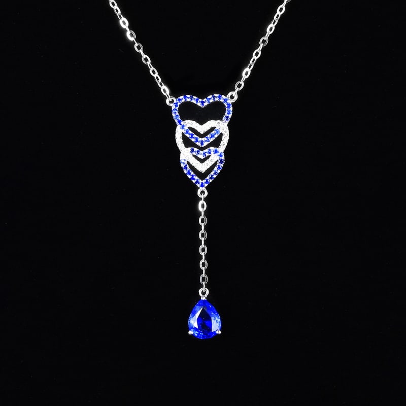 14k Gold 1.13 Ctw Natural Sapphire & Diamond Necklace: Ref:230951061 // gold content:14k gold // main gemstone:sapphire // shape:pear // carat weight:1. 02ct // color:royal blue // treatment:natural // // adjacent gemstone 2 : diamond // number of