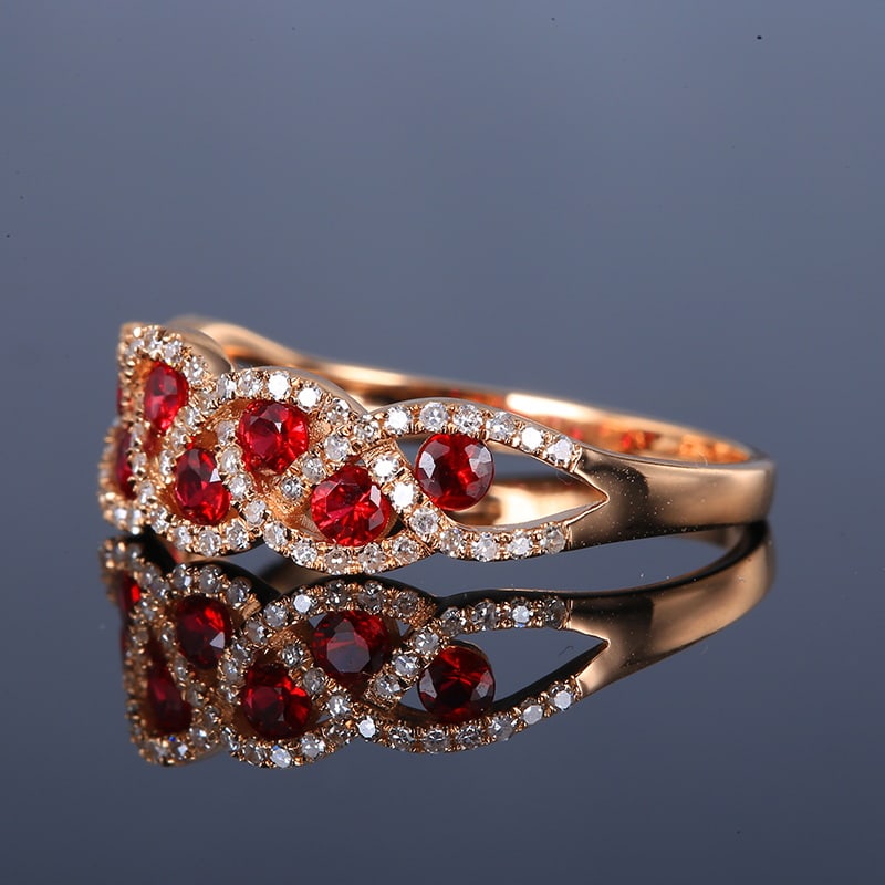 14k Gold 0.74 Ctw Natural Ruby & Diamond Ring - 2