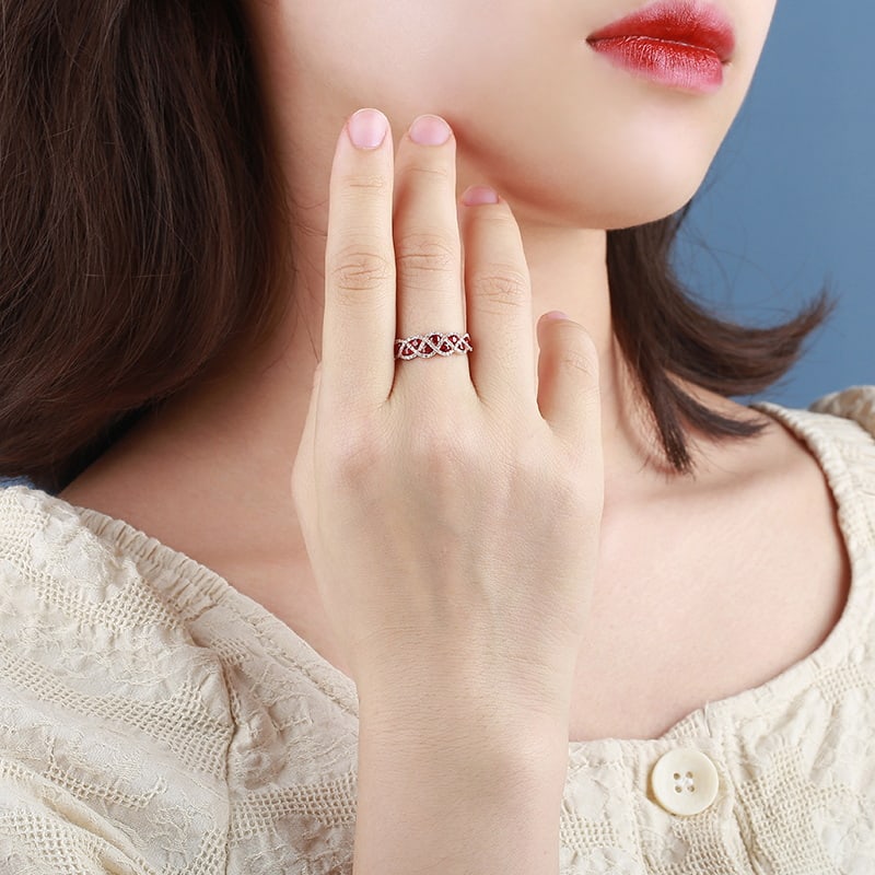 14k Gold 0.74 Ctw Natural Ruby & Diamond Ring - 5