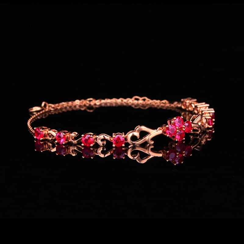 14k Gold 2.3 Ct Natural Ruby Bracelet - 6