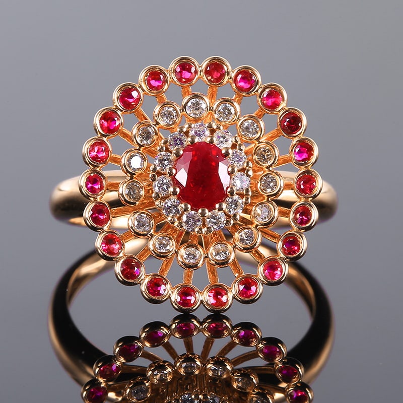 14k Gold 0.71 Ctw Natural Ruby & Diamond Ring (1 of 7)