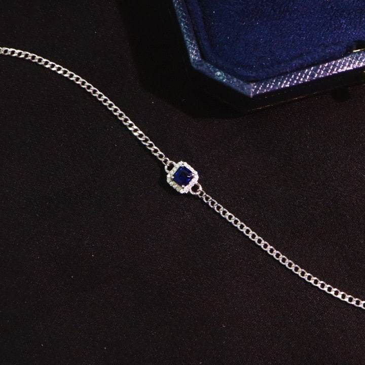 14k Gold 0.45 Ctw Natural Sapphire & Diamond Bracelet - 2