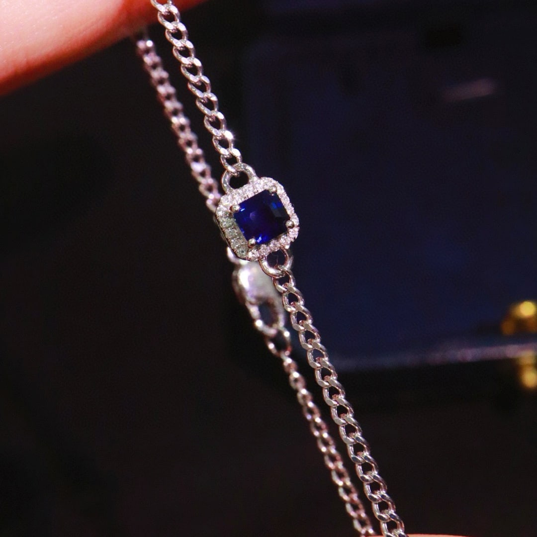 14k Gold 0.45 Ctw Natural Sapphire & Diamond Bracelet - 3