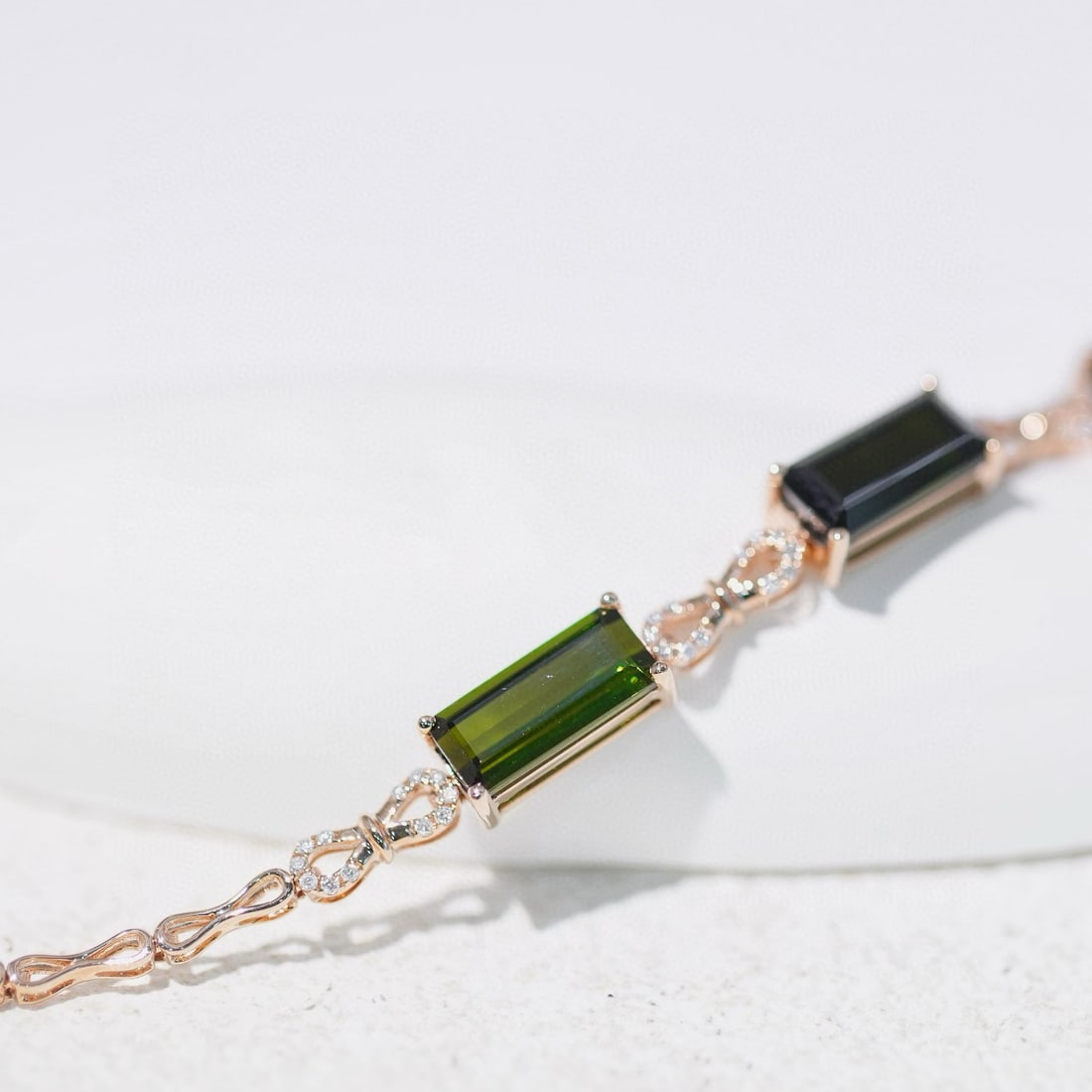 14k Gold 5.18 Ctw Natural Tourmaline & Diamond Bracelet - 4