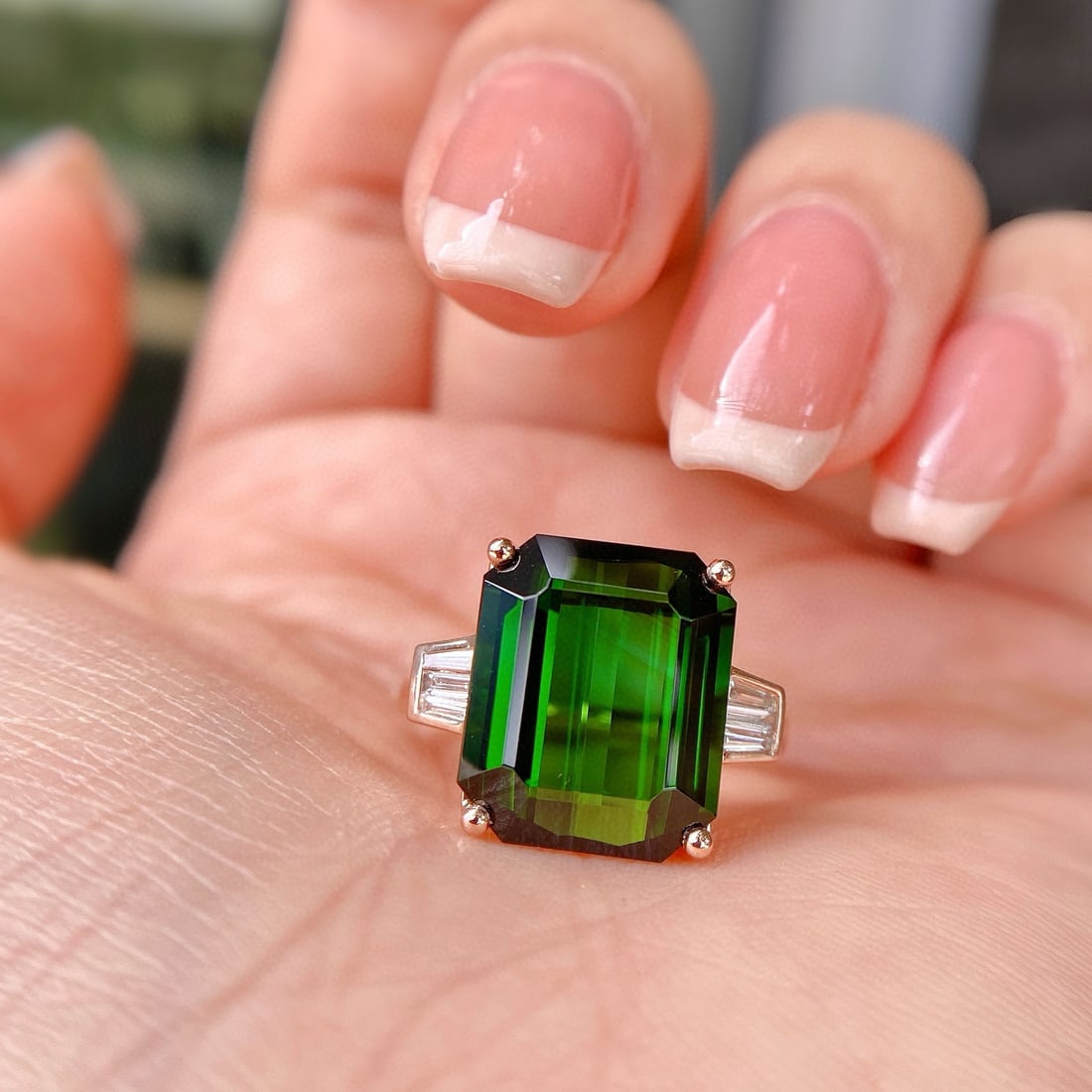 14k Gold 9.46 Ct Natural Tourmaline & Diamond Ring - 2