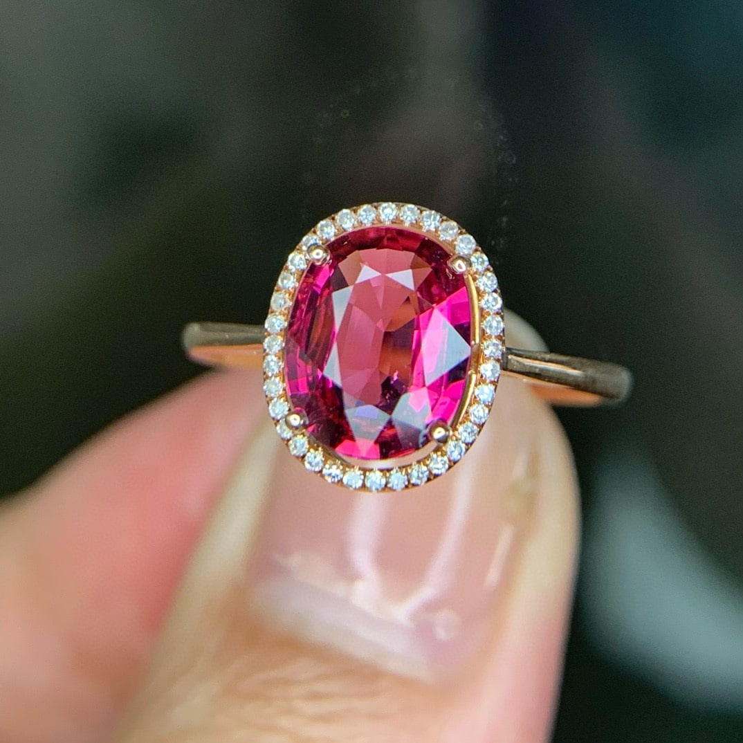 14k Gold 1.4 Ct Natural Tourmaline & Diamond Ring - 4