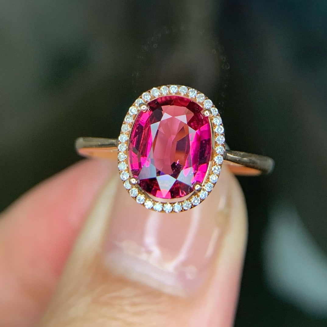 14k Gold 1.4 Ct Natural Tourmaline & Diamond Ring - 5