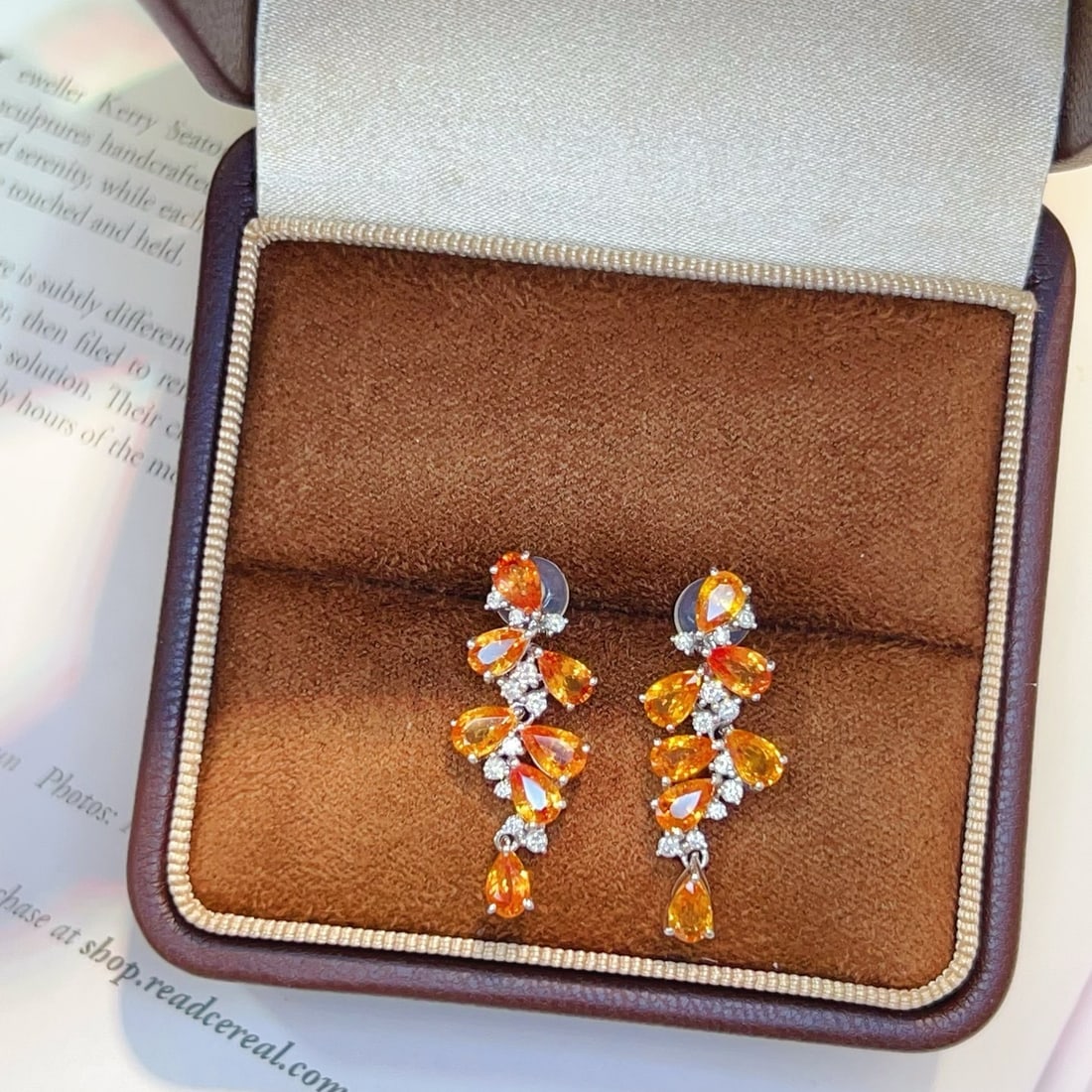 14k Gold 4.5 Ct Natural Sapphire & Diamond Earrings - 2