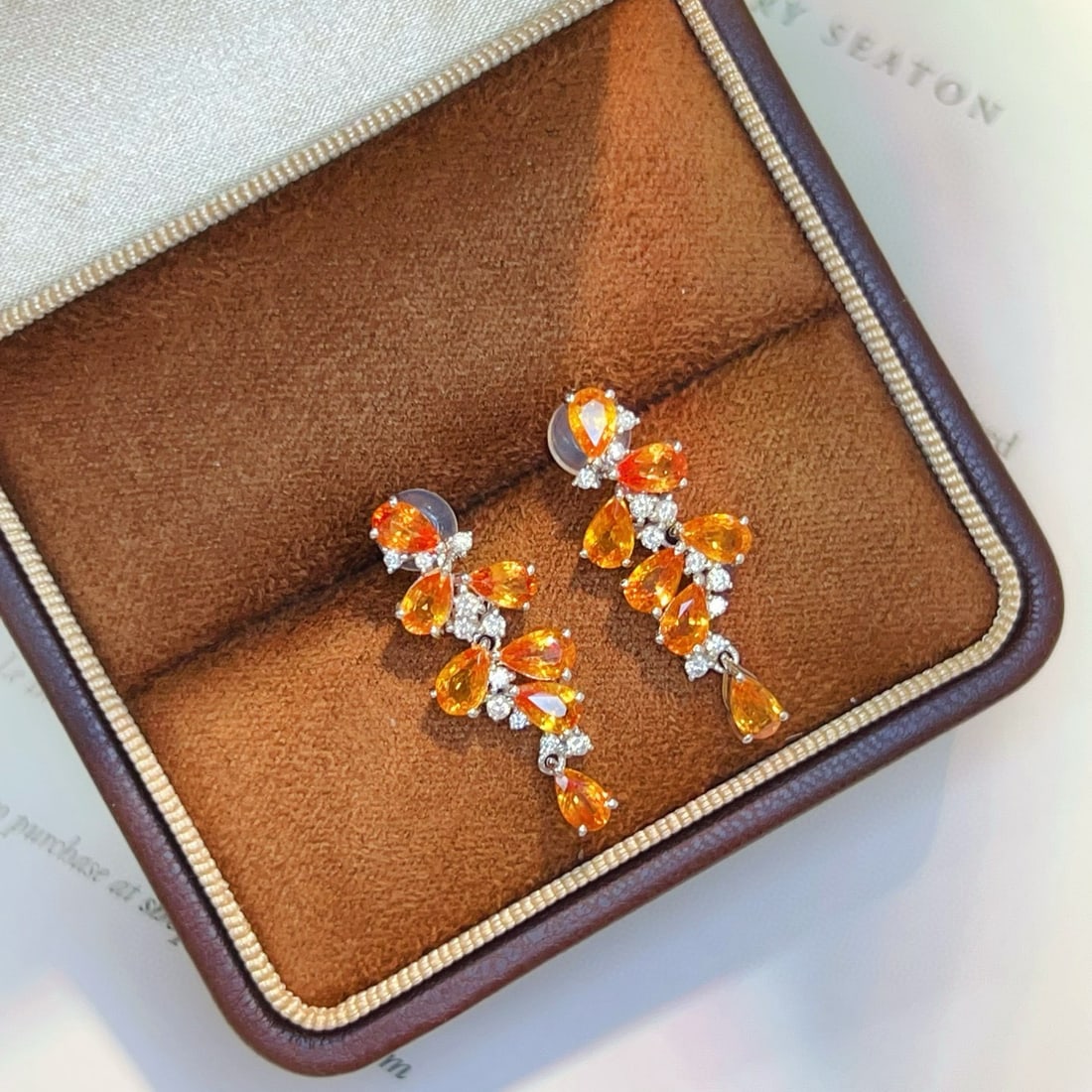 14k Gold 4.5 Ct Natural Sapphire & Diamond Earrings - 4