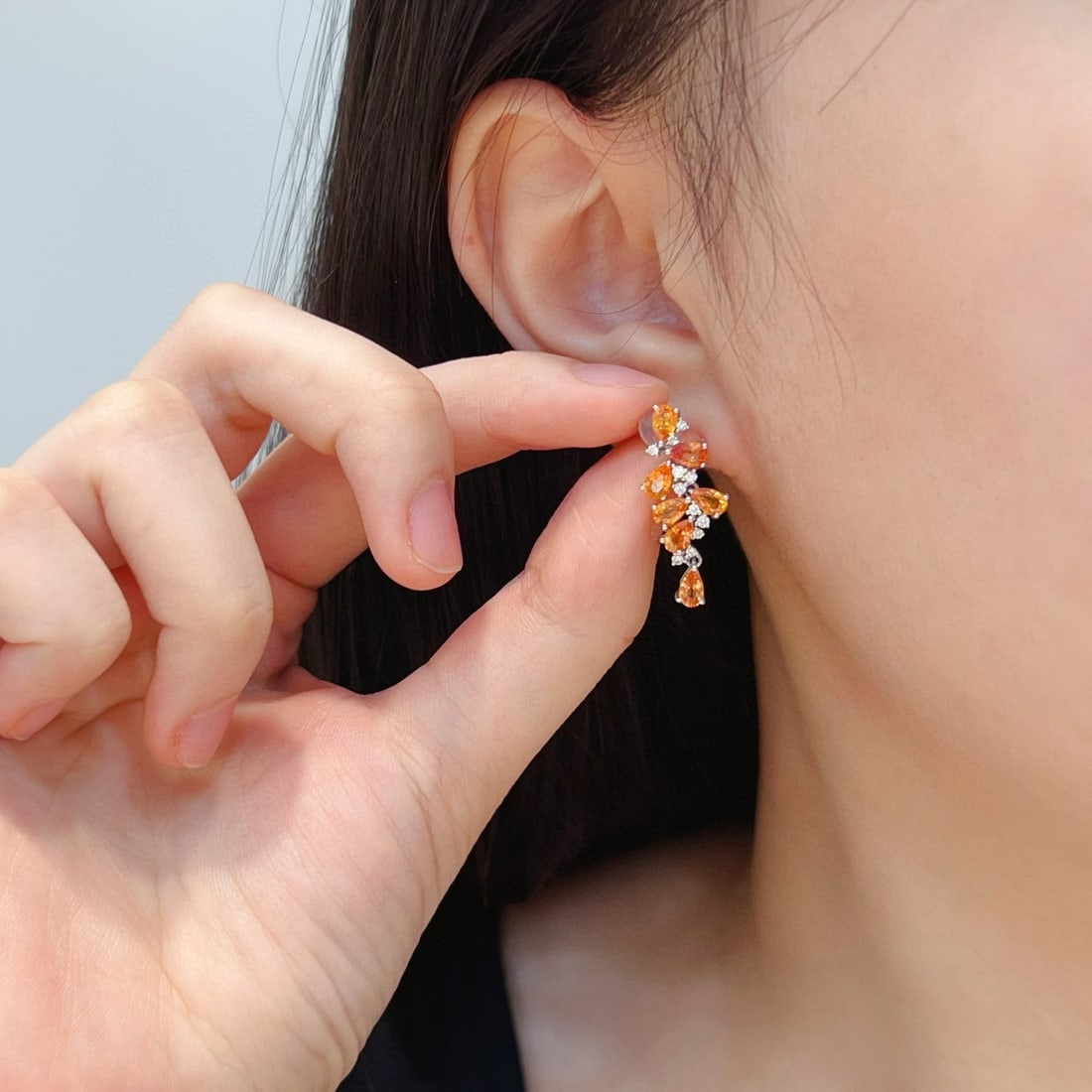 14k Gold 4.5 Ct Natural Sapphire & Diamond Earrings - 6