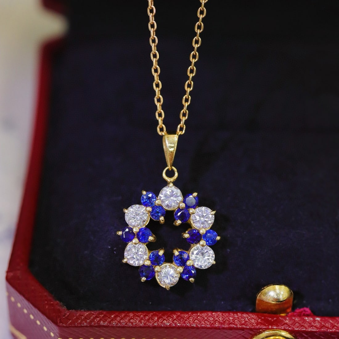 14k Gold 1.31 Ctw Natural Sapphire & Diamond Pendant( Without Chain ): Ref:230951183 // gold content:14k gold // main gemstone:sapphire // shape:round // carat weight:0. 64ct // color:royal blue // treatment:natural // cut grade:g // // adjacent gemstone 2 : diamond