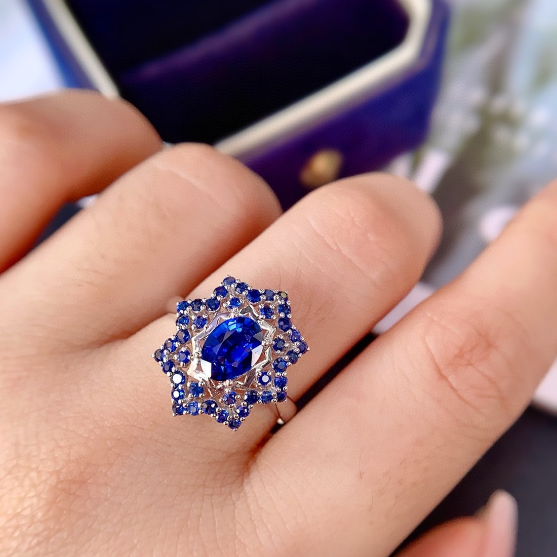 14k Gold 1.70 Ctw Natural Sapphire & Sapphire Ring - 4