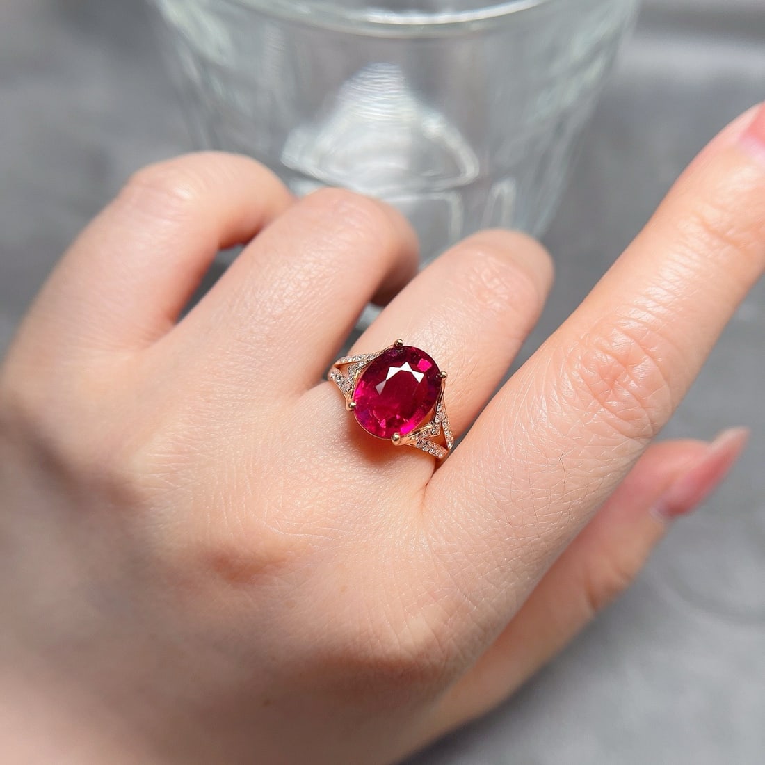 14k Gold 4.5 Ct Natural Tourmaline & Diamond Ring - 2