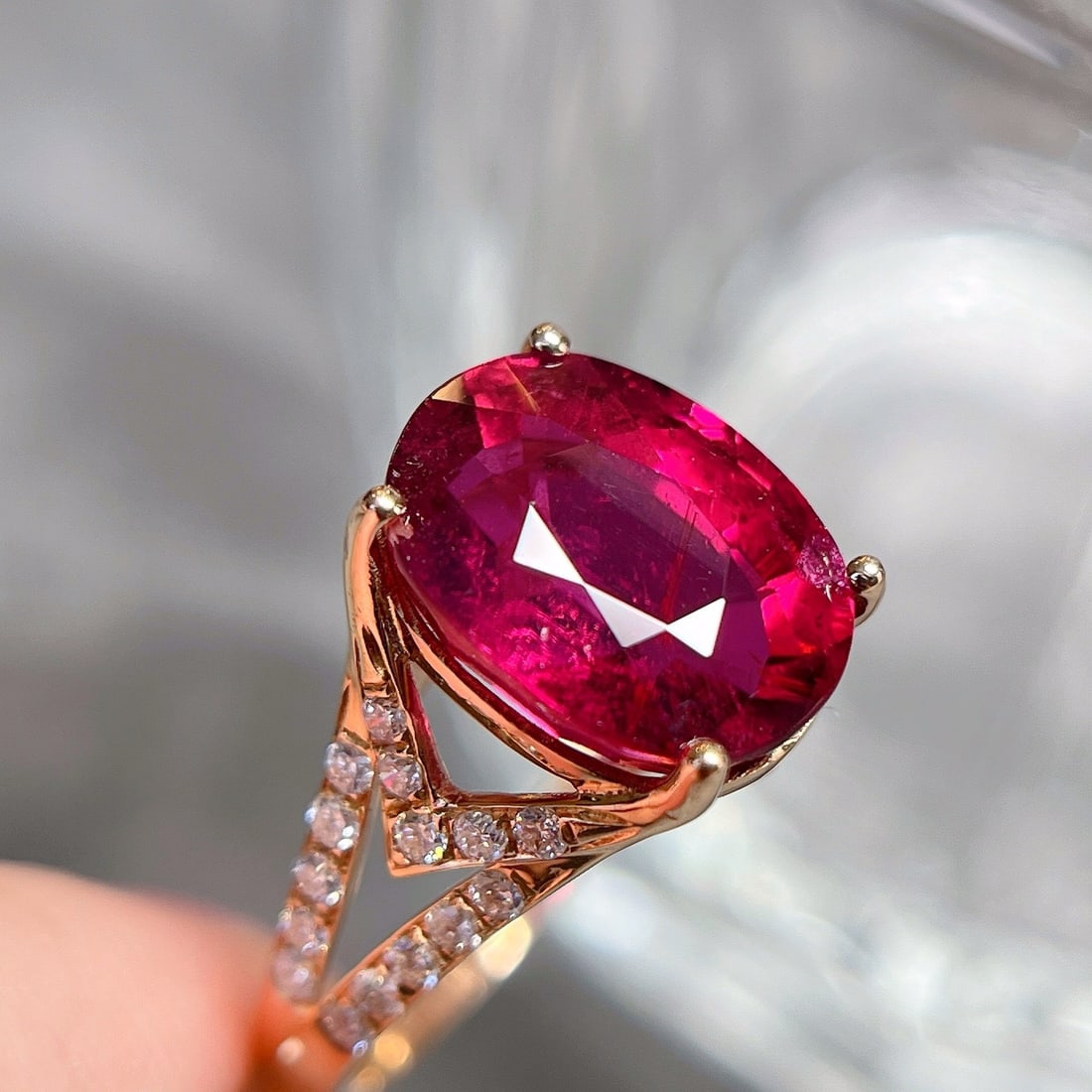 14k Gold 4.5 Ct Natural Tourmaline & Diamond Ring - 4