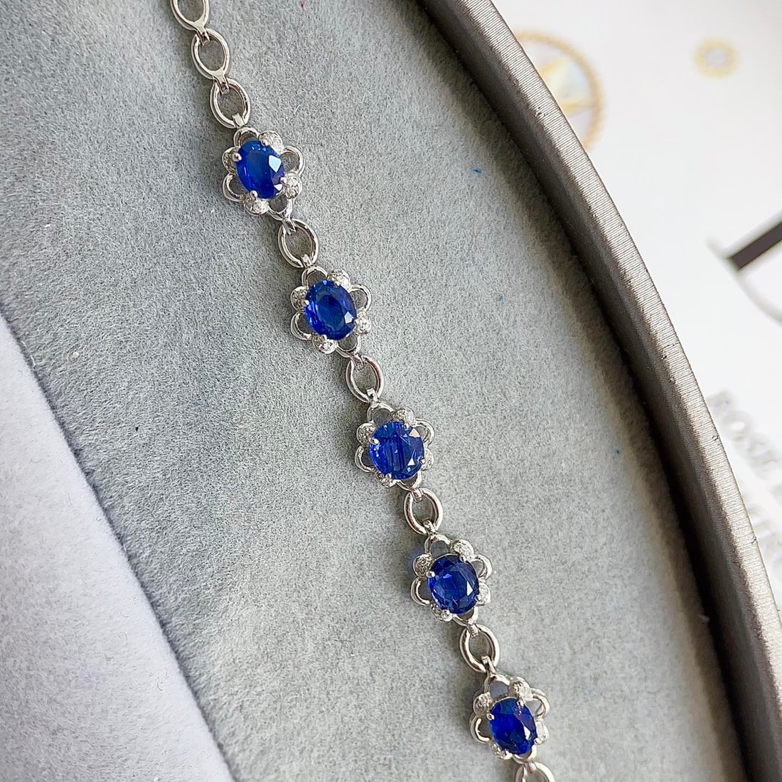 14k Gold 3 Ct Natural Sapphire & Diamond Bracelet - 3