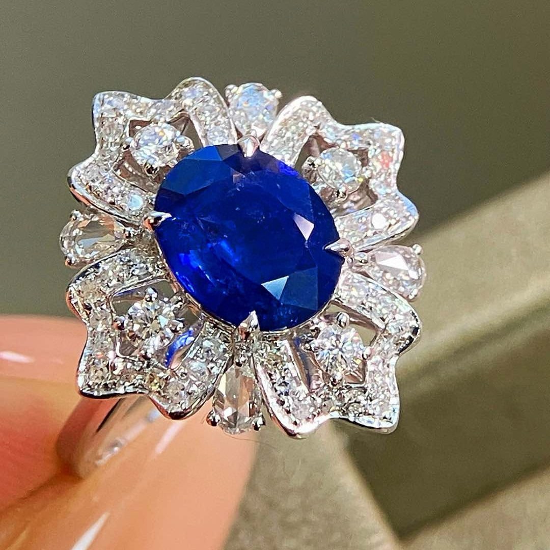 14k Gold 2.64 Ctw Natural Sapphire & Diamond Ring - 2