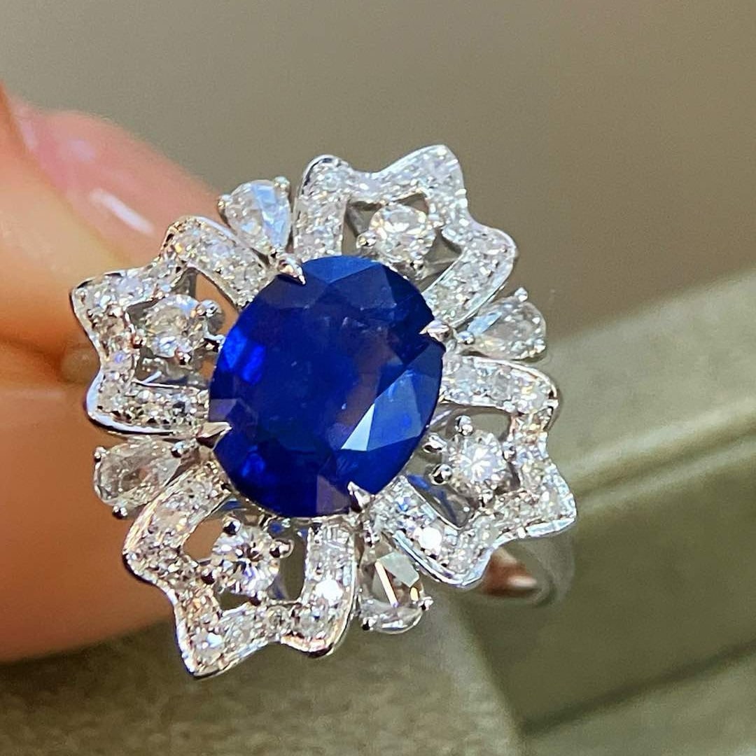 14k Gold 2.64 Ctw Natural Sapphire & Diamond Ring - 3