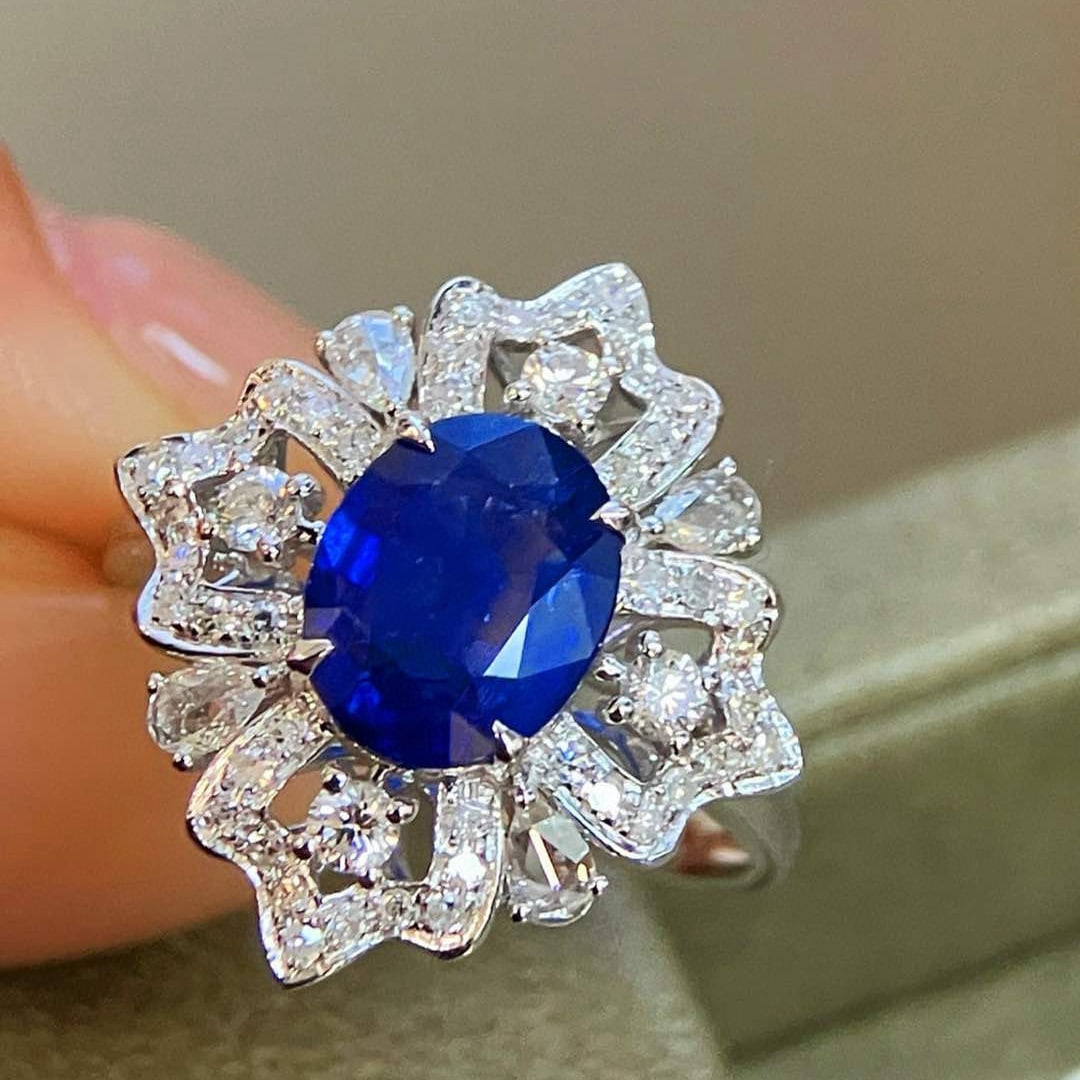 14k Gold 2.64 Ctw Natural Sapphire & Diamond Ring - 5