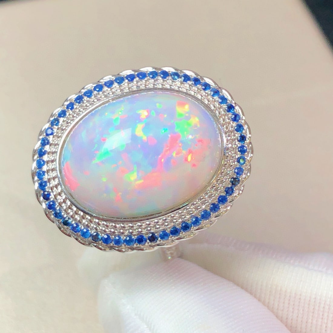 14k Gold 7.72 Ctw Natural Opal & Diamond Ring - 6