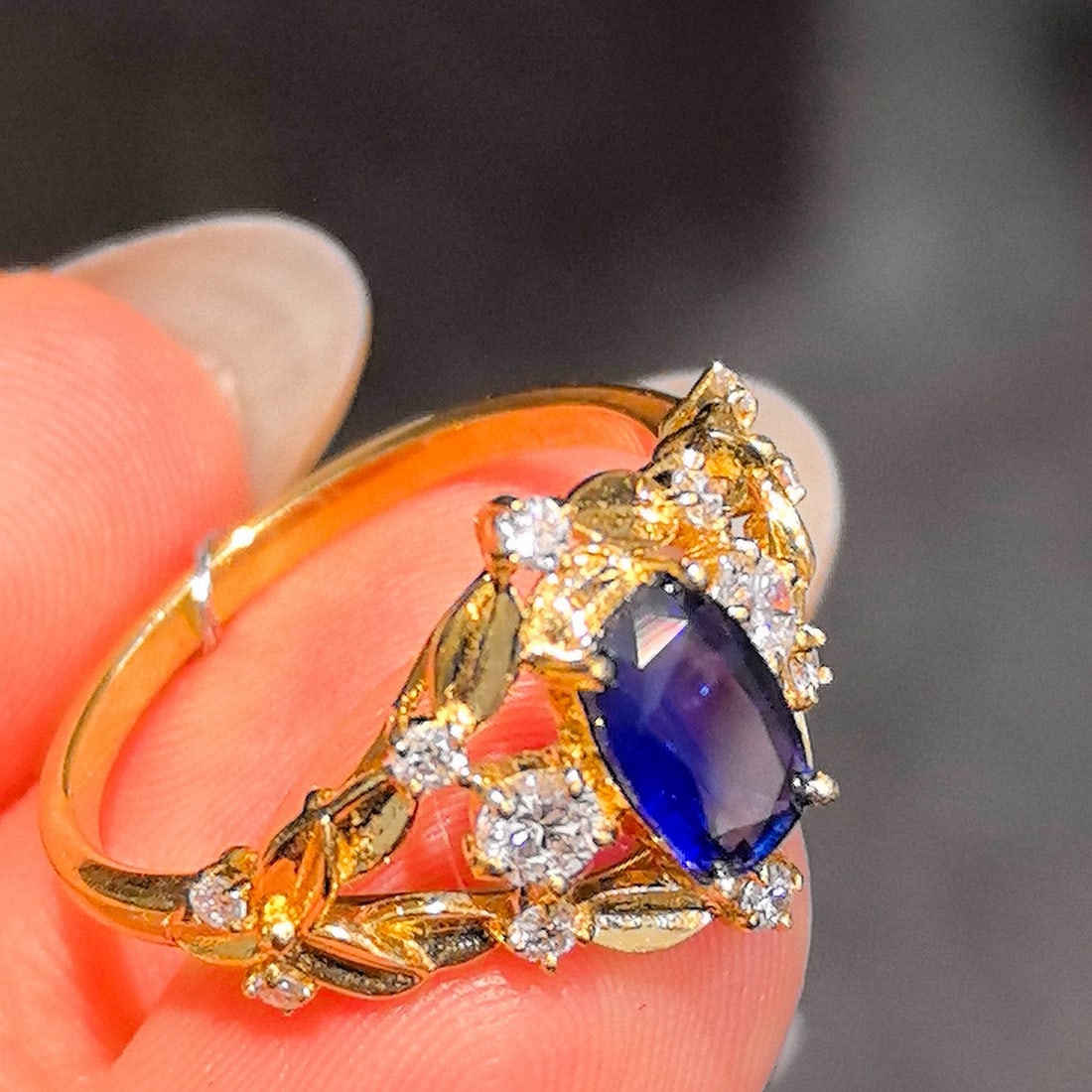 14k Gold 1.46 Ctw Natural Sapphire & Lab Grown Diamond Ring - 2