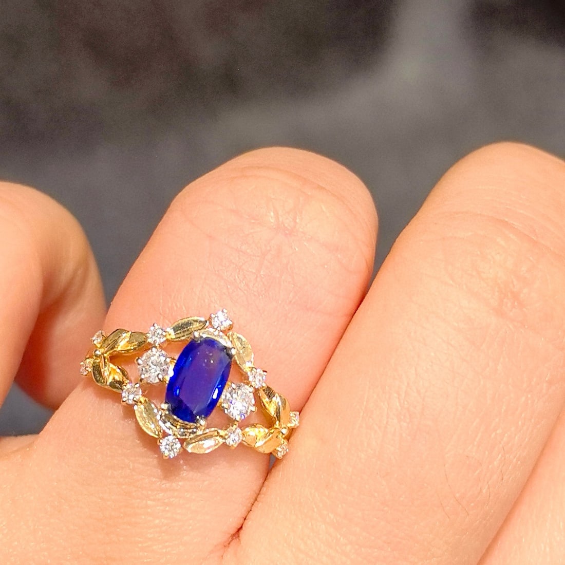 14k Gold 1.46 Ctw Natural Sapphire & Lab Grown Diamond Ring - 3