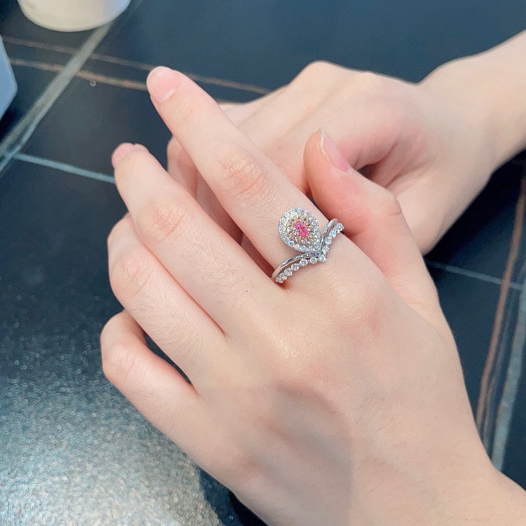 14k Gold 0.76 Ctw Natural Pink Diamond & Diamond Ring - 4