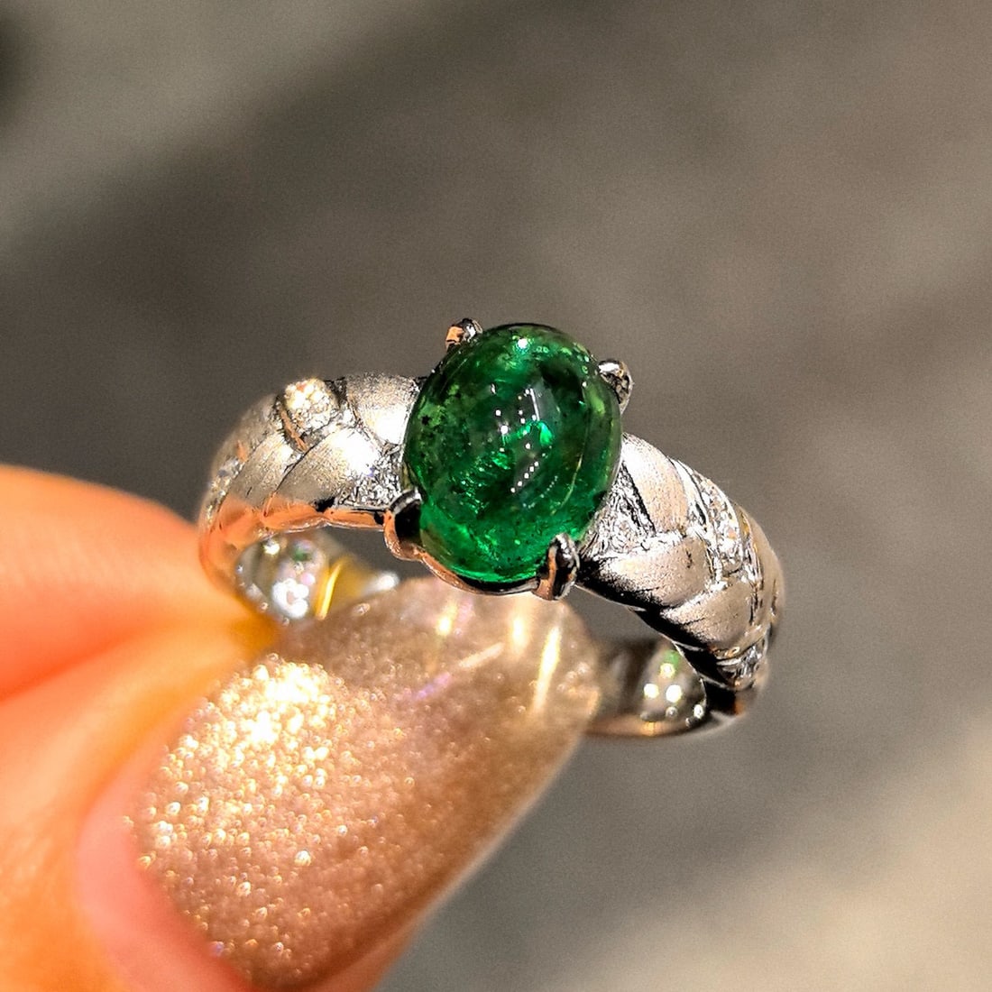 14k Gold 2.52 Ctw Natural Emerald & Lab Grown Diamond Ring - 2