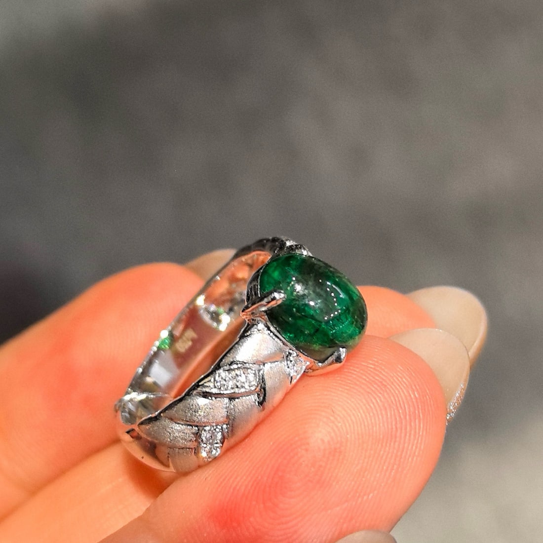 14k Gold 2.52 Ctw Natural Emerald & Lab Grown Diamond Ring - 3