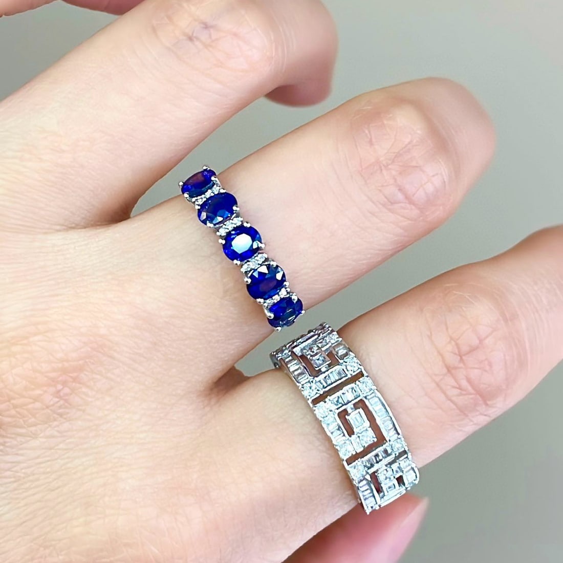 14k Gold 1.5 Ct Natural Sapphire & Diamond Ring - 6