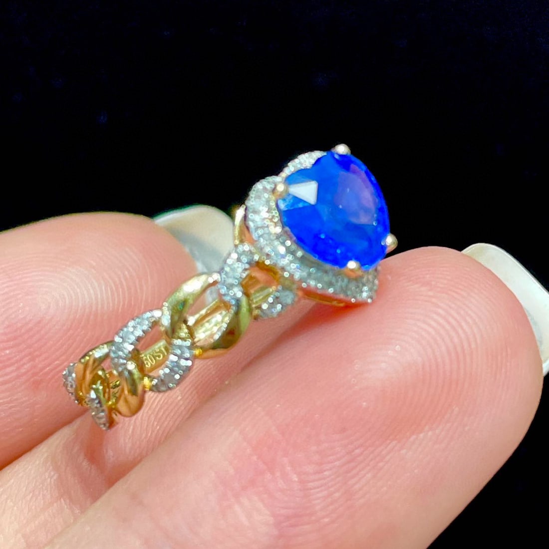 14k Gold 1.06 Ct Natural Sapphire & Diamond Ring - 2