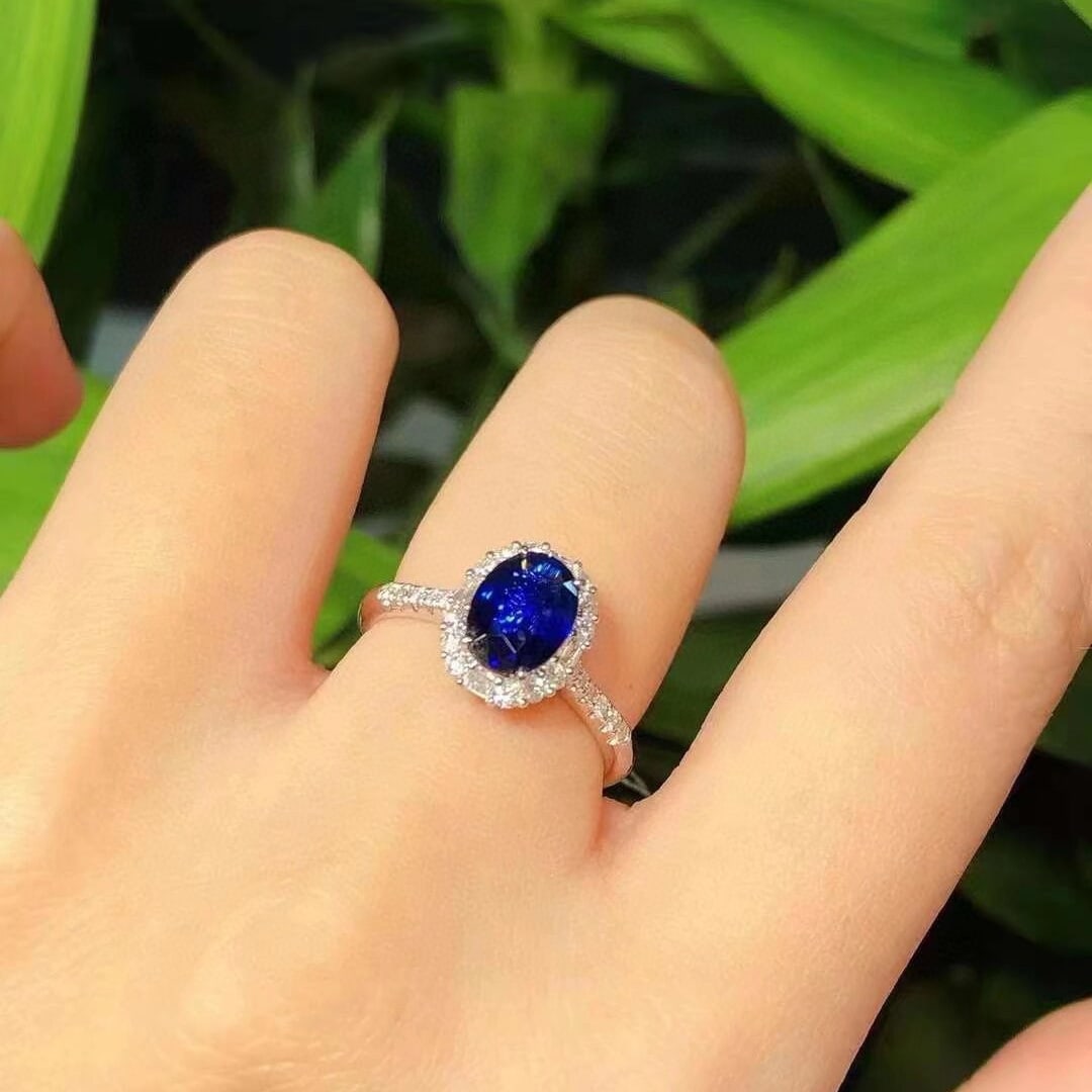 14k Gold 1.70 Ctw Natural Sapphire & Diamond Ring - 5