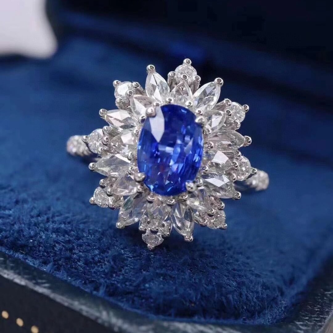 14k Gold 1.86 Ctw Natural Sapphire & Diamond Ring - 4