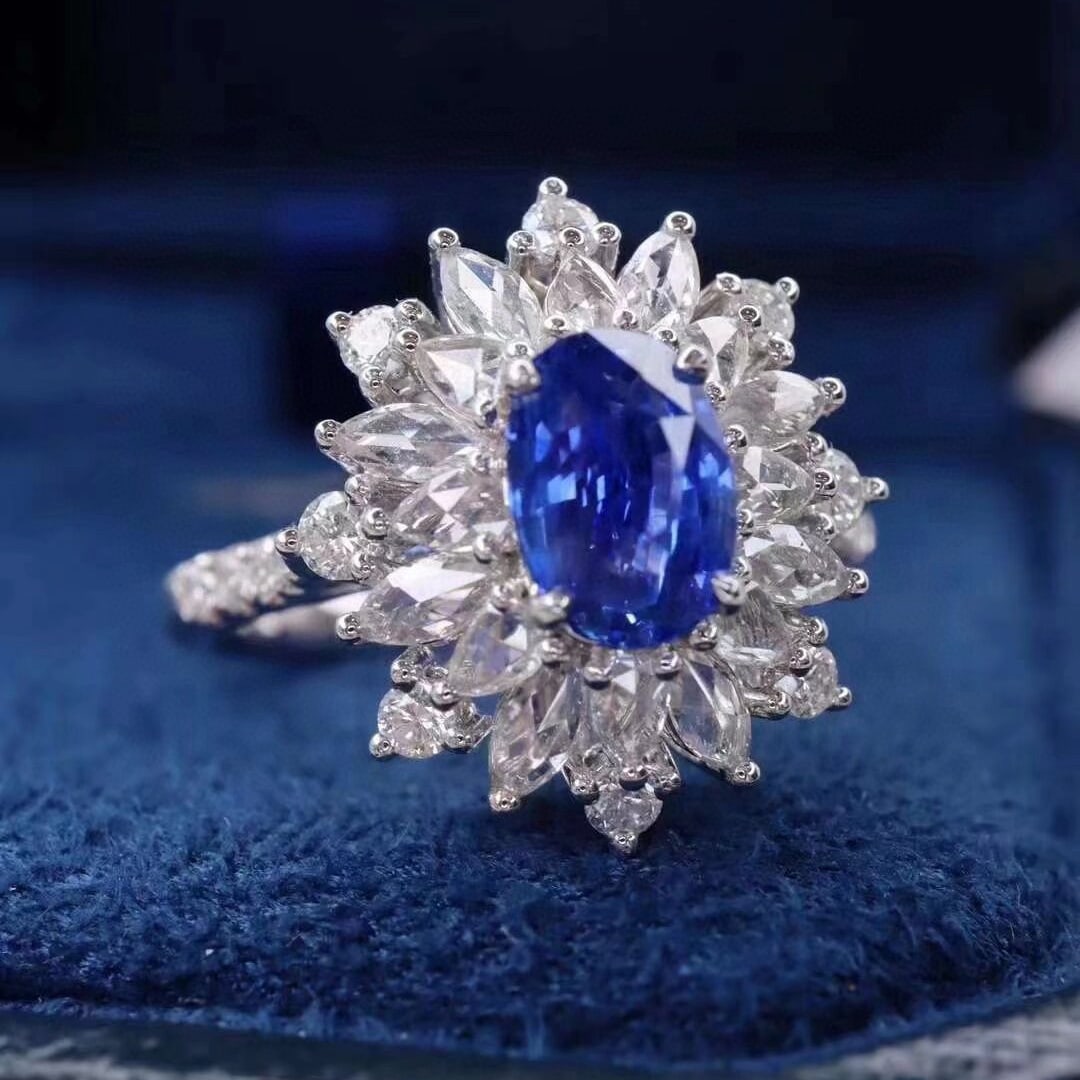 14k Gold 1.86 Ctw Natural Sapphire & Diamond Ring - 5