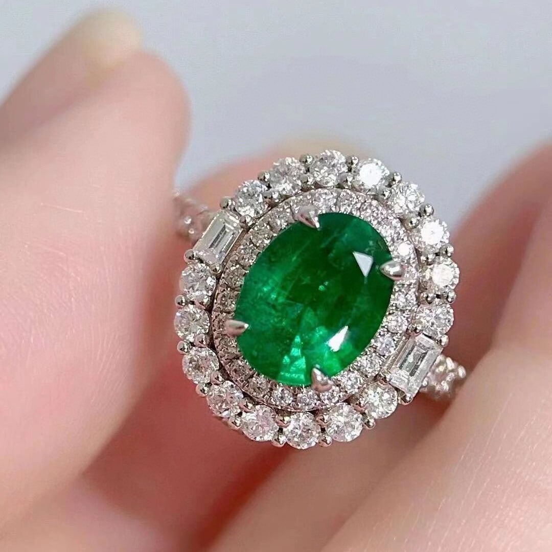 14k Gold 1.96 Ctw Vivid Green Natural Emerald & Diamond Ring/pendant( Without Chain ) - 2